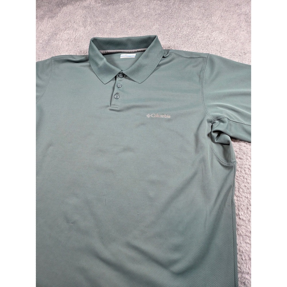 Columbia Polo Shirt XL Green Mens Short Sleeve Mesh Performance Outdoor Top